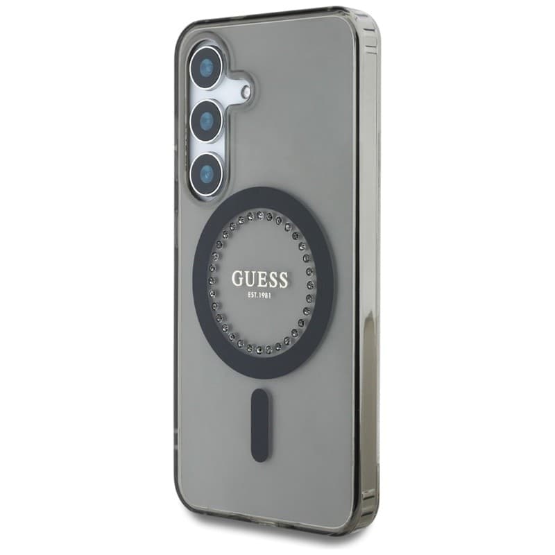 Guess Rhinestones Printed Classic Logo MagSafe - Case for Samsung Galaxy S25 (black) - 2