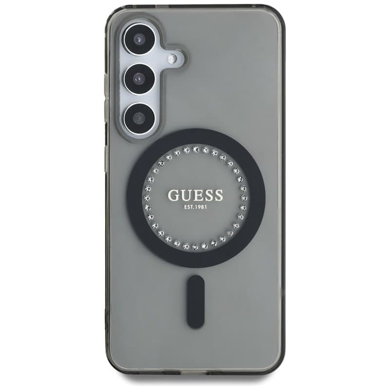 Guess Rhinestones Printed Classic Logo MagSafe - Case for Samsung Galaxy S25 (black) - 3