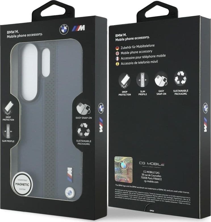 Custodia MagSafe con logo BMW M a strisce perforate per Samsung Galaxy S26 Ultra (blu navy) - 8