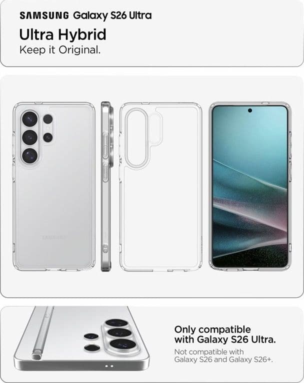 Spigen Ultra Hybrid - Custodia per Samsung Galaxy S26 Ultra (trasparente) - 6