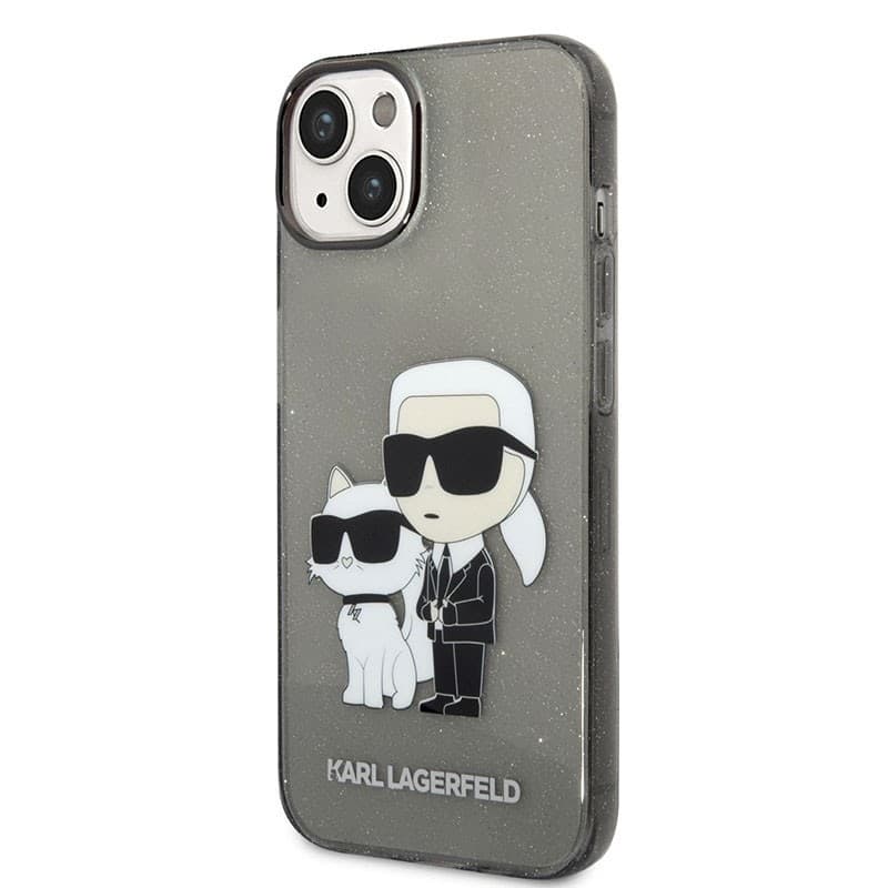 Karl Lagerfeld IML Glitter NFT Karl & Choupette - Case for iPhone 14 Plus (Black)