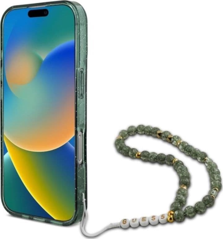 Guess IML Glitter With Pearl Strap MagSafe - Case for iPhone 16 Pro Max (Green) - 4