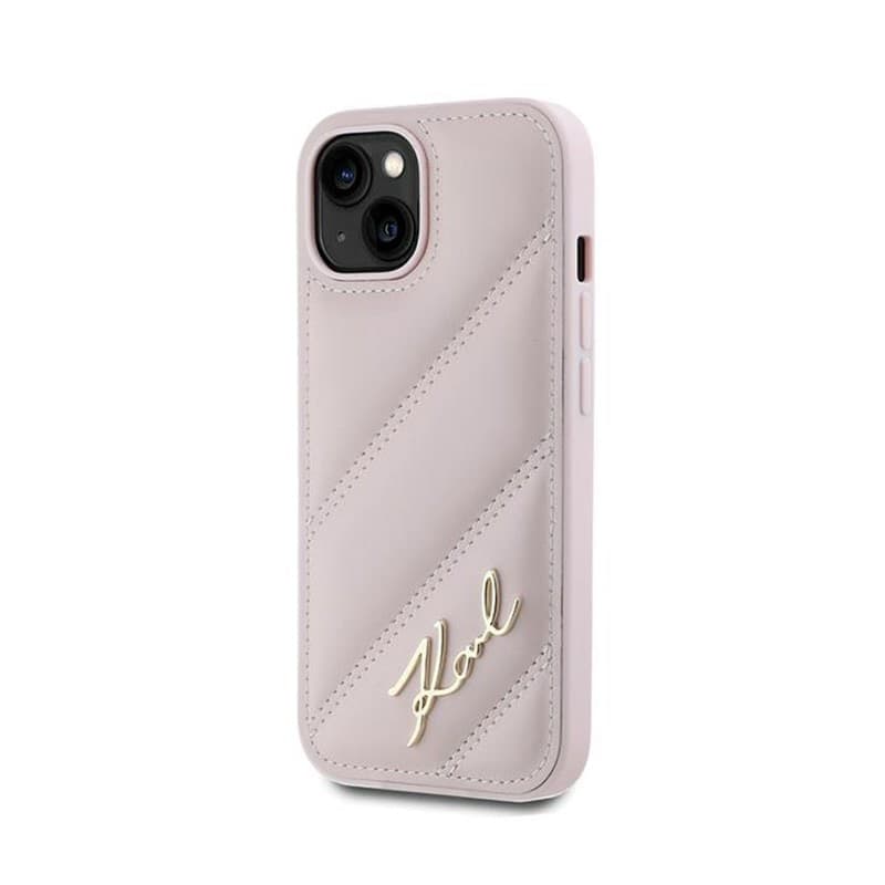 Karl Lagerfeld Diagonal Quilted Script - Case for iPhone 15 Plus / 14 Plus (Pink) - 2