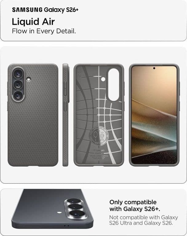 Spigen Liquid Air - Custodia per Samsung Galaxy S26+ (grigio marmo) - 7