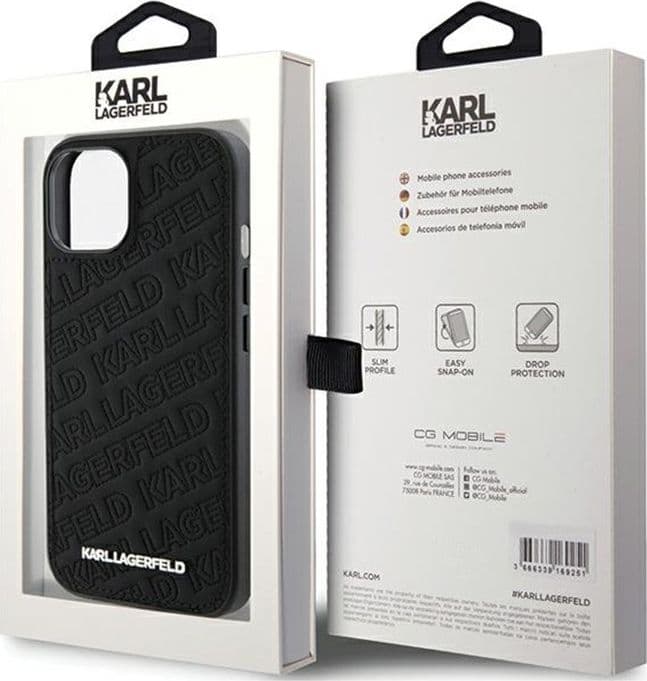 Karl Lagerfeld Quilted K Pattern - iPhone 15 Plus Case (Black) - 8
