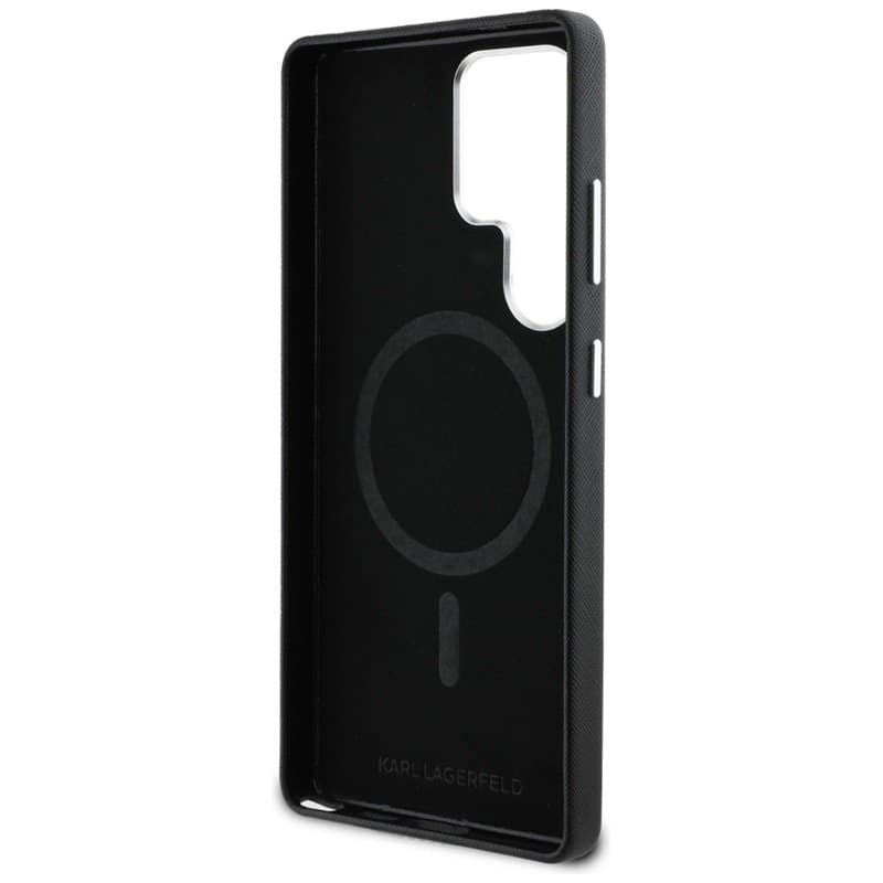 Karl Lagerfeld Saffiano Full Wrapped Elongated Metal Logo MagSafe - Case for Samsung Galaxy S25 Ultra (black) - 7