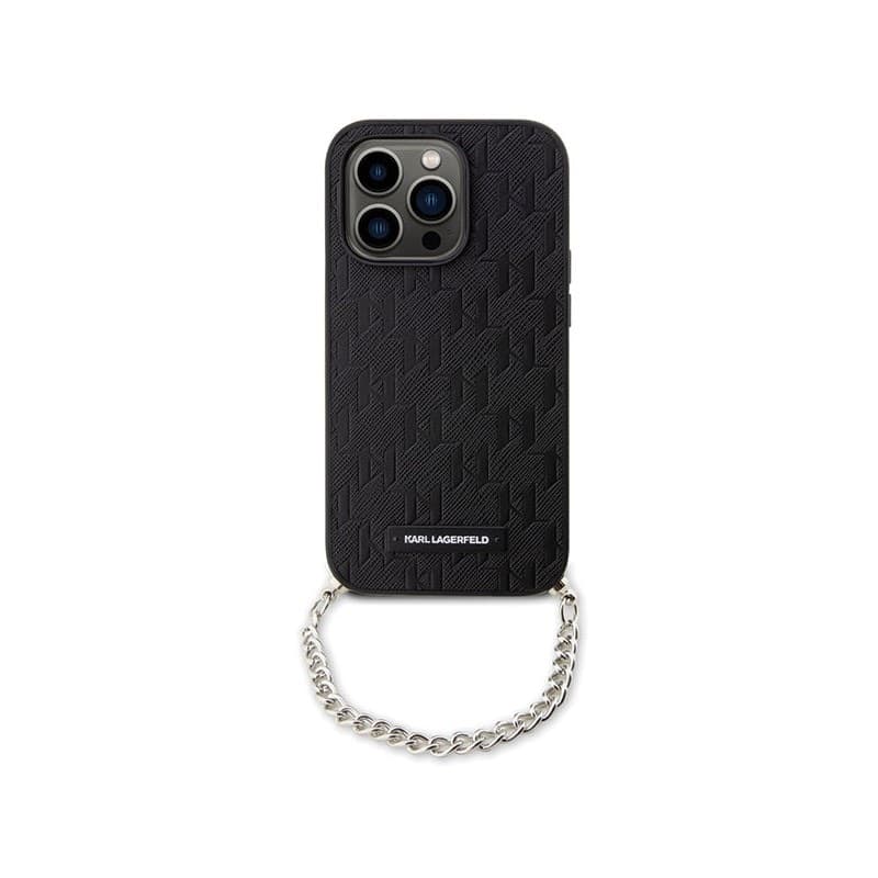 Karl Lagerfeld Saffiano Monogram Chain - Case for iPhone 14 Pro (Black) - 2