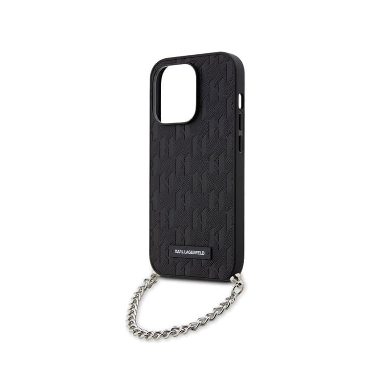 Karl Lagerfeld Saffiano Monogram Chain - Case for iPhone 14 Pro (Black) - 5