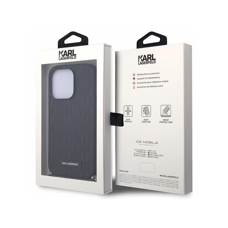 Karl Lagerfeld Saffiano Monogram Chain - Case for iPhone 14 Pro (Black) - 7