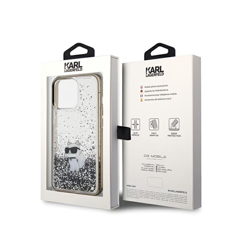 Karl Lagerfeld Liquid Glitter Choupette - iPhone 13 Pro Case (Transparent) - 8