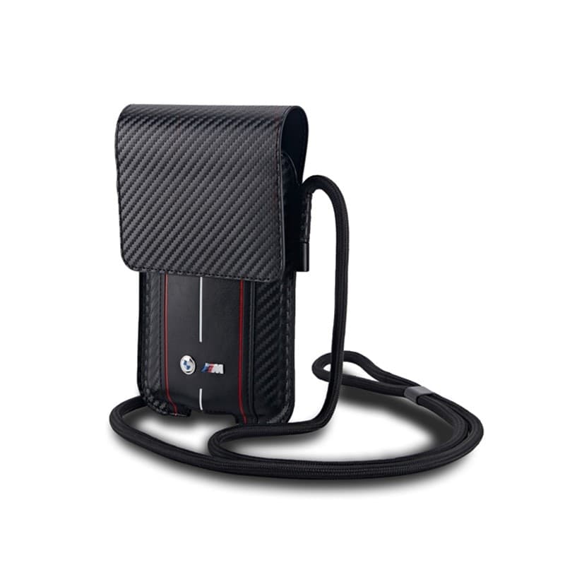 BMW Carbon Red Stripes Wallet Bag - Phone case (black) - 2