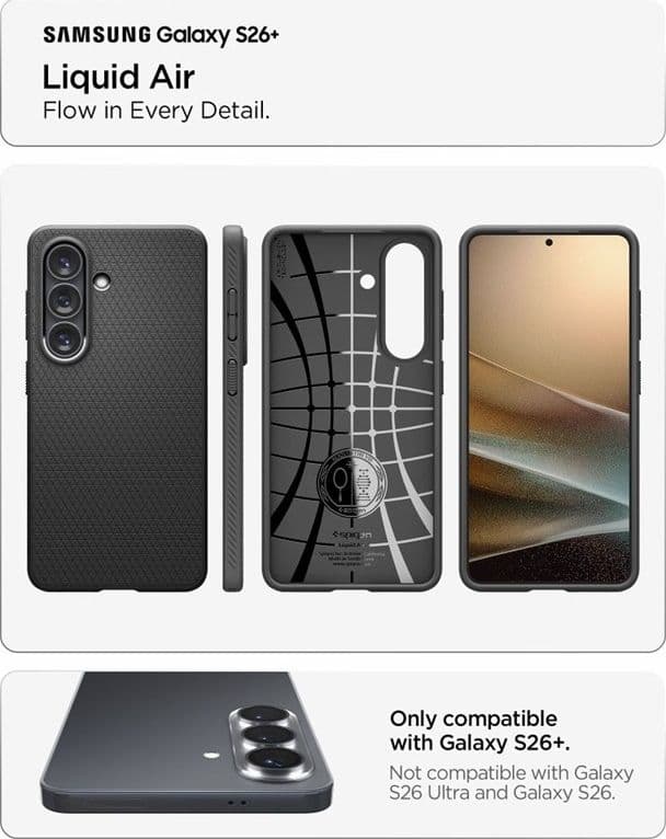 Spigen Liquid Air - Custodia per Samsung Galaxy S26+ (nero opaco) - 7