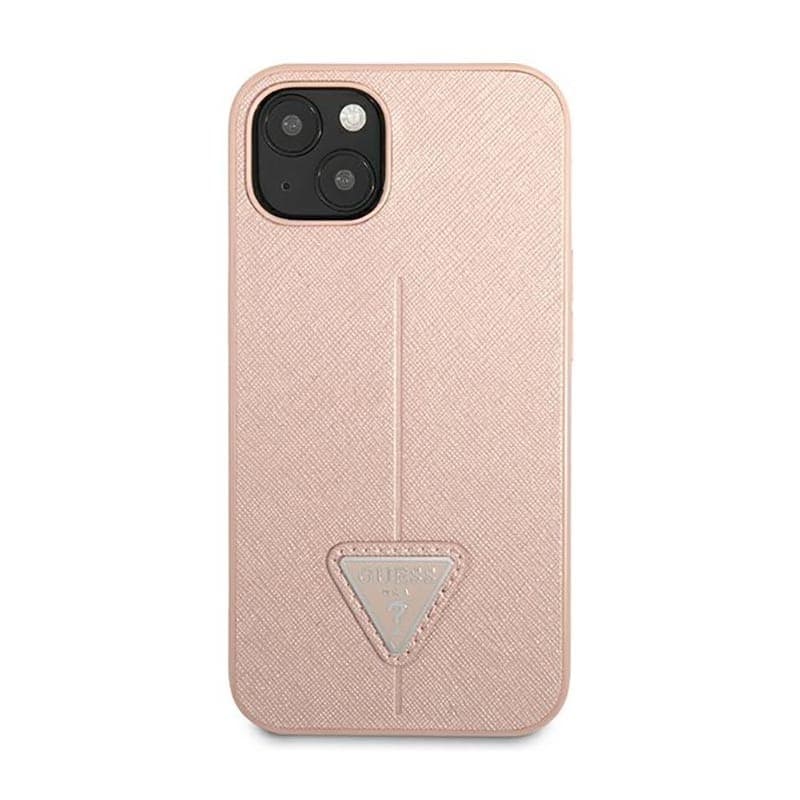 Guess Saffiano Triangle Logo Case - Case for iPhone 14 Plus (Pink) - 2