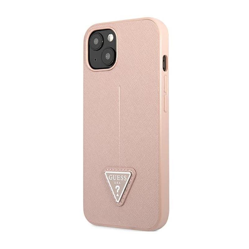 Guess Saffiano Triangle Logo Case - Case for iPhone 14 Plus (Pink) - 3