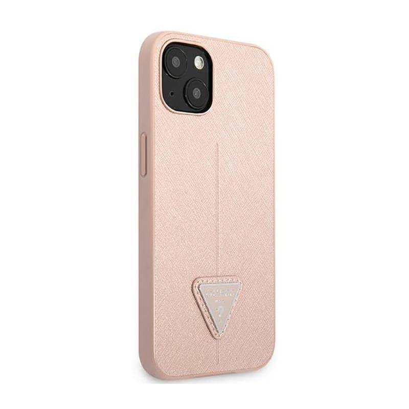 Guess Saffiano Triangle Logo Case - Case for iPhone 14 Plus (Pink) - 4