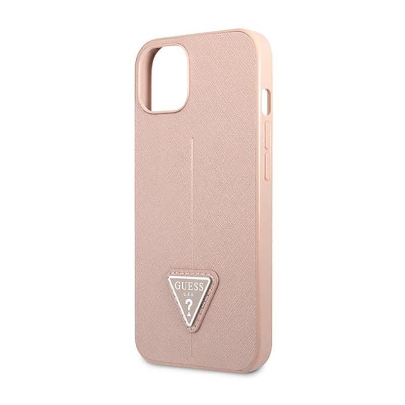 Guess Saffiano Triangle Logo Case - Case for iPhone 14 Plus (Pink) - 6