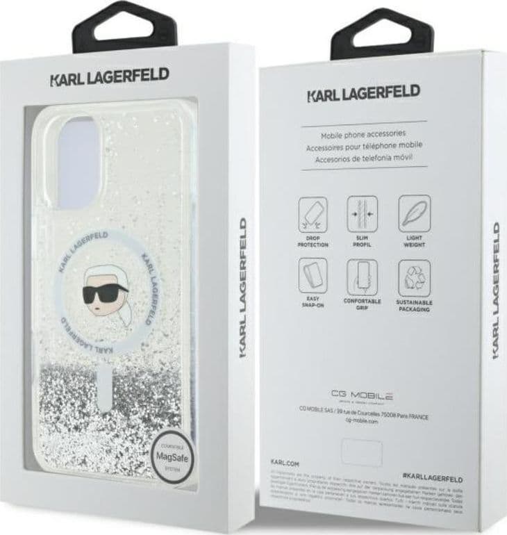 Karl Lagerfeld Liquid Glitter Karl Head MagSafe - Case for iPhone 16 (transparent) - 8