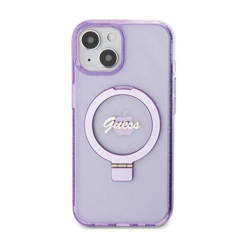 Guess Ring Stand Script Glitter MagSafe - iPhone 15 Plus Case (Purple) - 3