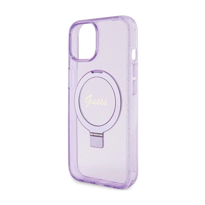 Guess Ring Stand Script Glitter MagSafe - iPhone 15 Plus Case (Purple) - 6