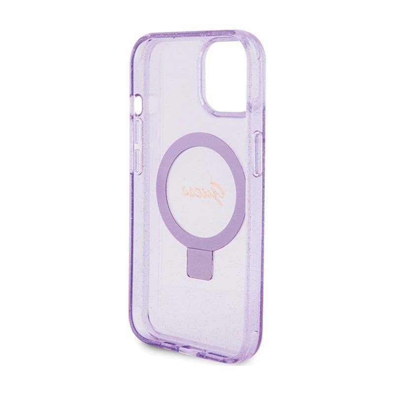Guess Ring Stand Script Glitter MagSafe - iPhone 15 Plus Case (Purple) - 7