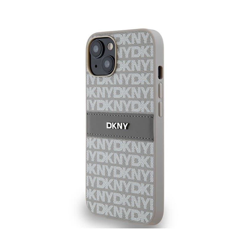 DKNY Leather Mono Stripe & Metal Logo - iPhone 14 / 15 / 13 Case (beige) - 2