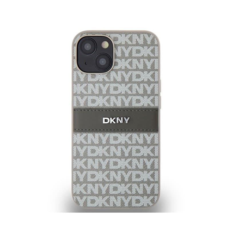 DKNY Leather Mono Stripe & Metal Logo - iPhone 14 / 15 / 13 Case (beige) - 3
