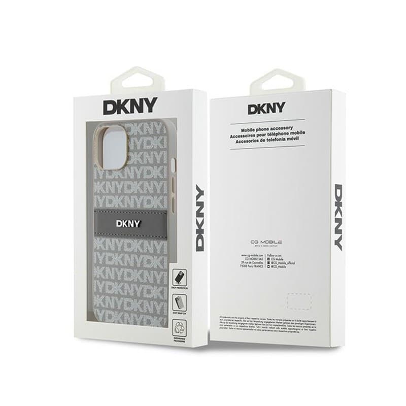 DKNY Leather Mono Stripe & Metal Logo - iPhone 14 / 15 / 13 Case (beige) - 8