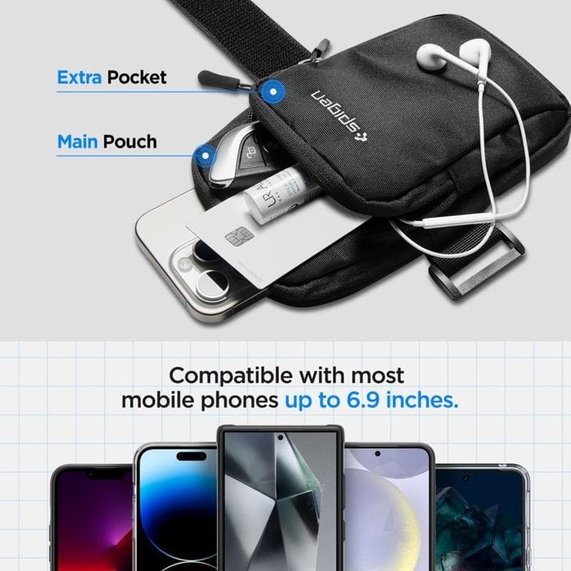 Spigen A702 Dynamic Shield Armband - Case / Sports Armband for Smartphone up to 6.9" (Black) - 9