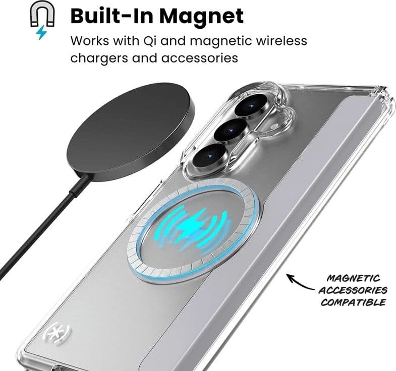 Speck Presidio Perfect-Clear Magnet - Custodia MagSafe Ultra per Samsung Galaxy Z Fold 8 (Trasparente) - 3