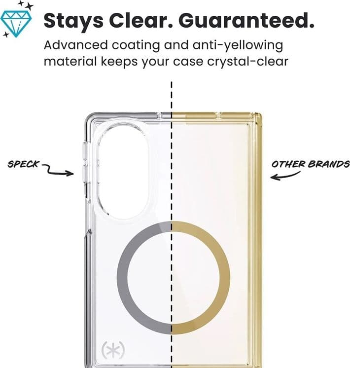 Speck Presidio Perfect-Clear Magnet - Custodia MagSafe Ultra per Samsung Galaxy Z Fold 8 (Trasparente) - 6