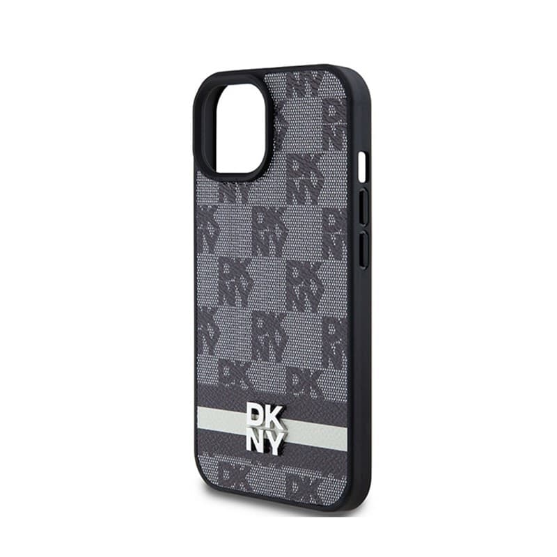 DKNY Leather Checkered Mono Pattern & Printed Stripes - iPhone 14 / 15 / 13 Case (black) - 6