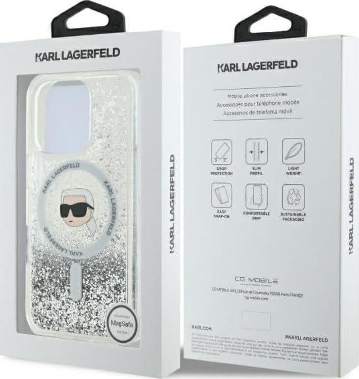 Karl Lagerfeld Liquid Glitter Karl Head MagSafe - Case for iPhone 16 Pro (transparent) - 8