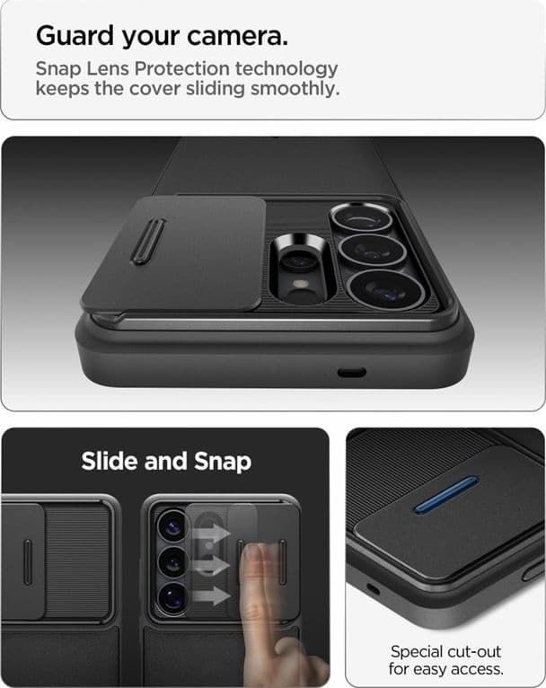Spigen Optik Armor - Custodia per Samsung Galaxy S26 Ultra (Nero) - 6