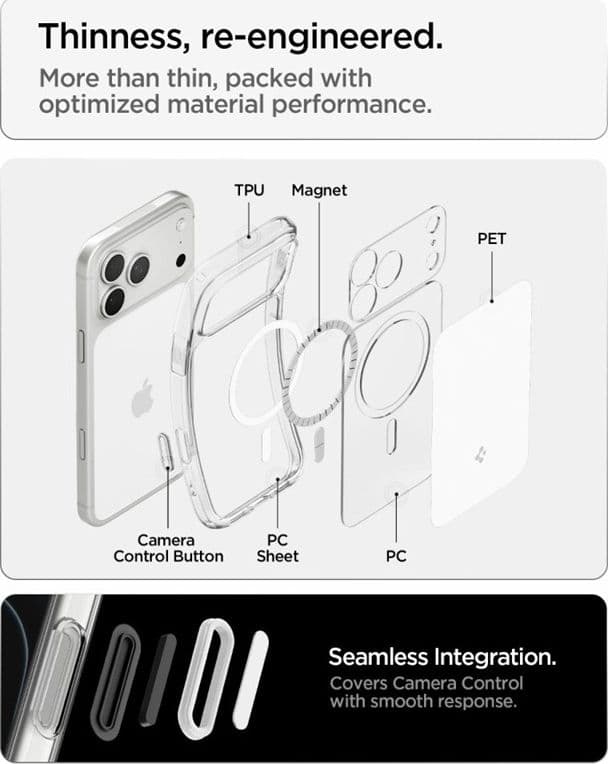 Spigen Ultra Hybrid T Mag MagSafe - Custodia per iPhone 18 Pro / 17 Pro (Bianco lucido) - 9