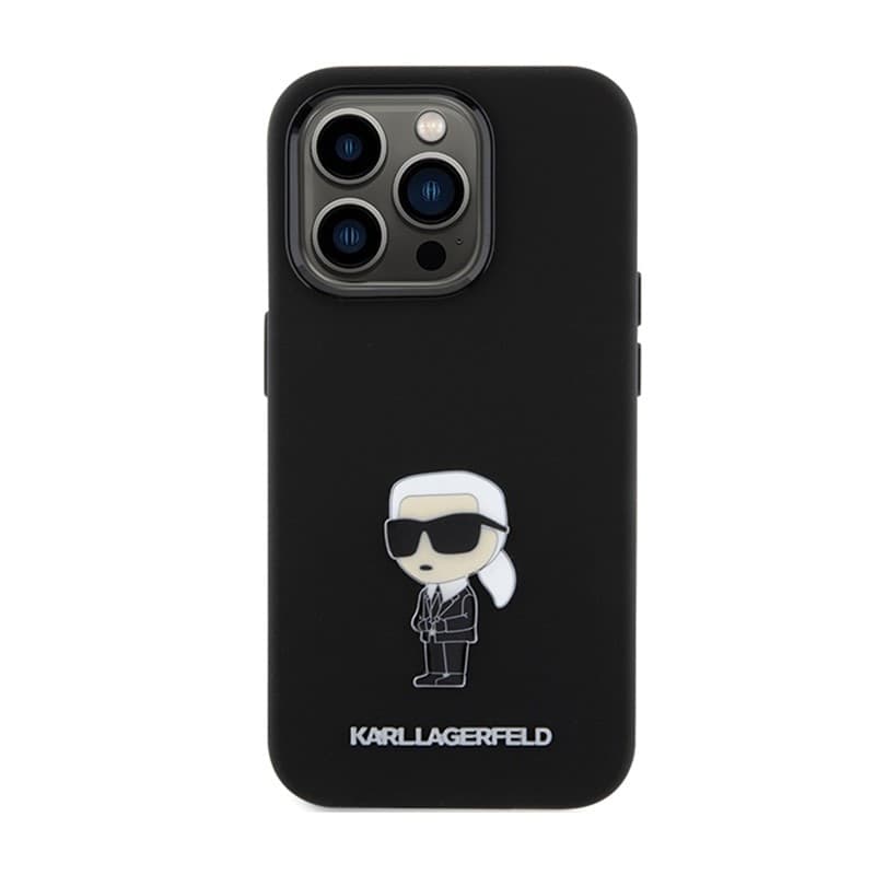 Karl Lagerfeld Silicone Ikonik Metal Pin - iPhone 15 Pro Case (Black) - 3