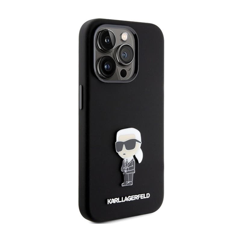 Karl Lagerfeld Silicone Ikonik Metal Pin - iPhone 15 Pro Case (Black) - 4