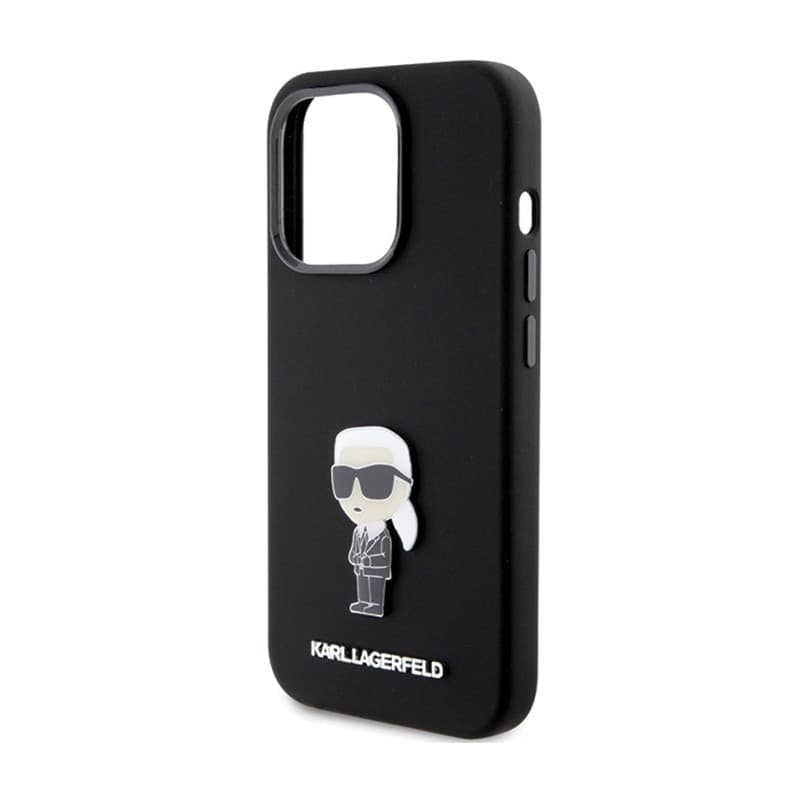 Karl Lagerfeld Silicone Ikonik Metal Pin - iPhone 15 Pro Case (Black) - 6