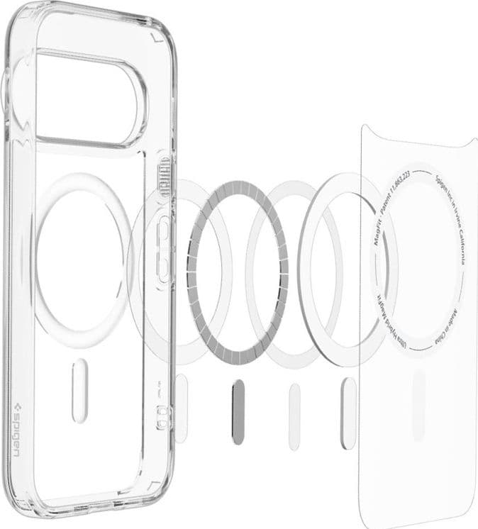 Spigen Ultra Hybrid Mag MagSafe - Custodia per Google Pixel 11 Pro (Trasparente/Bianco) - 6