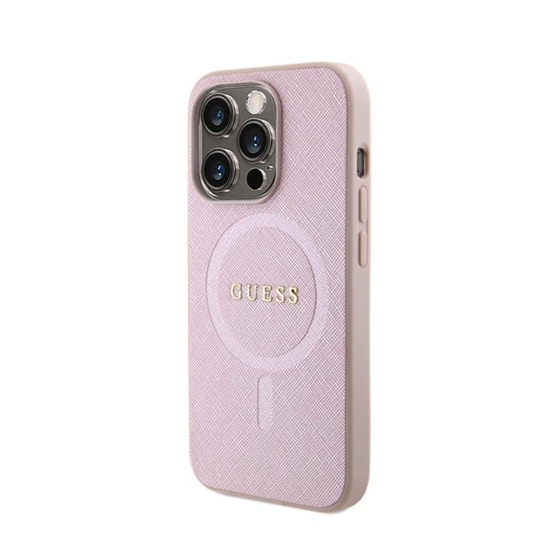 Guess Saffiano MagSafe - Case for iPhone 15 Pro (Pink) - 2