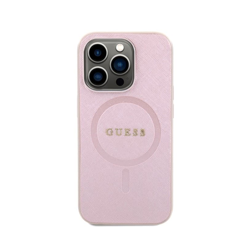 Guess Saffiano MagSafe - Case for iPhone 15 Pro (Pink) - 3