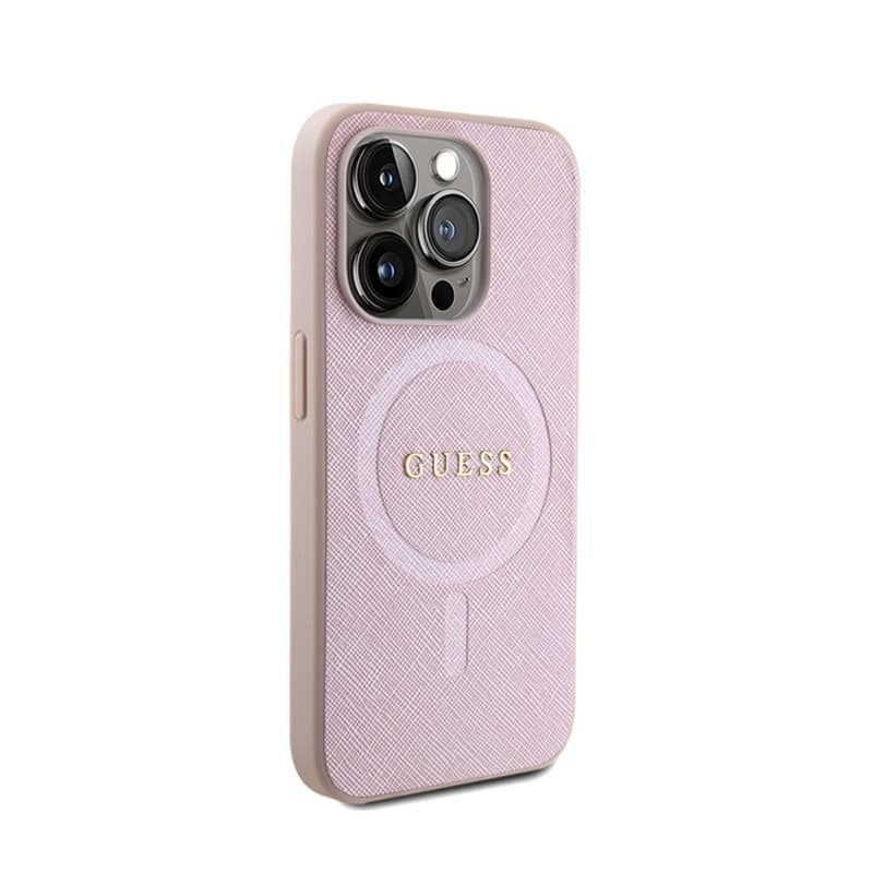 Guess Saffiano MagSafe - Case for iPhone 15 Pro (Pink) - 4
