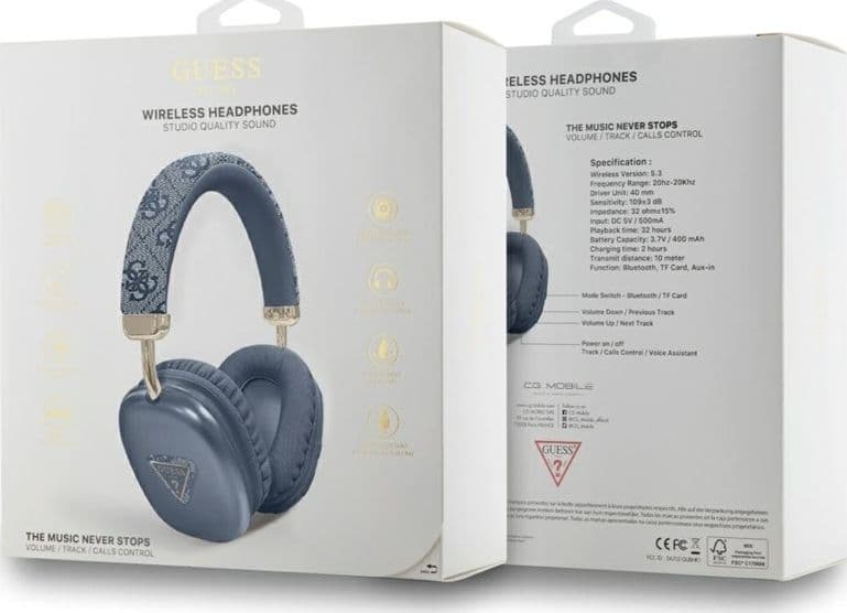Guess 4G Triangle Logo - Wireless Over-Ear Headphones Bluetooth V5.3 (blue) - 4