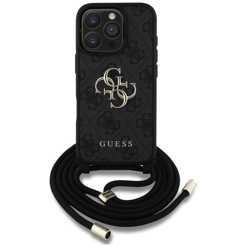 Guess 4G Big Logo Cord Strap Crossbody - Case for iPhone 16 Pro (black) - 2