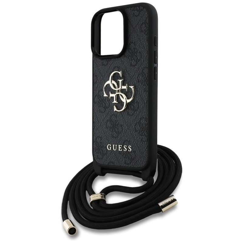 Guess 4G Big Logo Cord Strap Crossbody - Case for iPhone 16 Pro (black) - 5