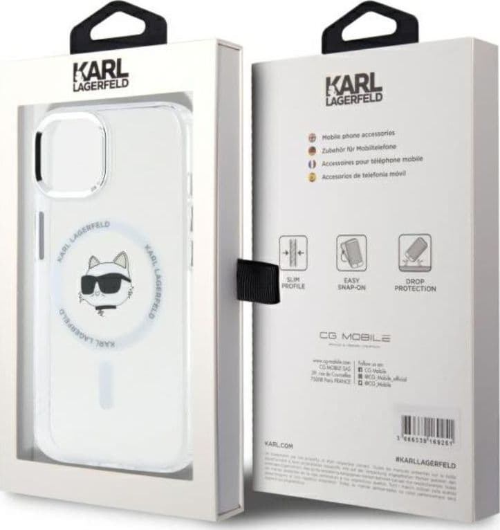 Karl Lagerfeld IML Metal Choupette Head MagSafe - Case for iPhone 15 (White) - 8