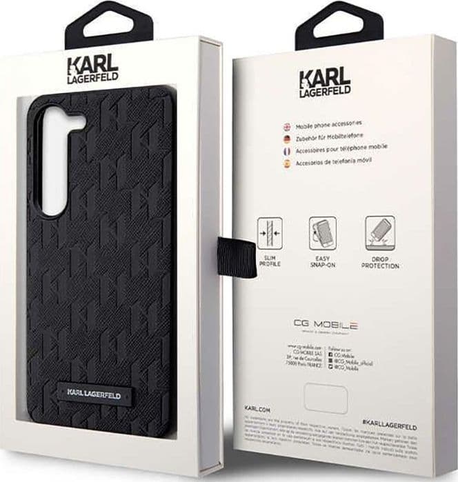 Karl Lagerfeld Saffiano Monogram Metal Logo - Case for Samsung Galaxy S23 (Black) - 8