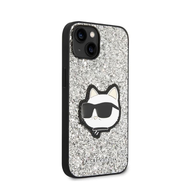Karl Lagerfeld NFT Glitter Choupette Patch- Case for iPhone 14 (Silver) - 4