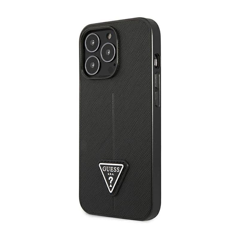 Guess Saffiano Triangle Logo Case - Case for iPhone 14 Pro (Black) - 2