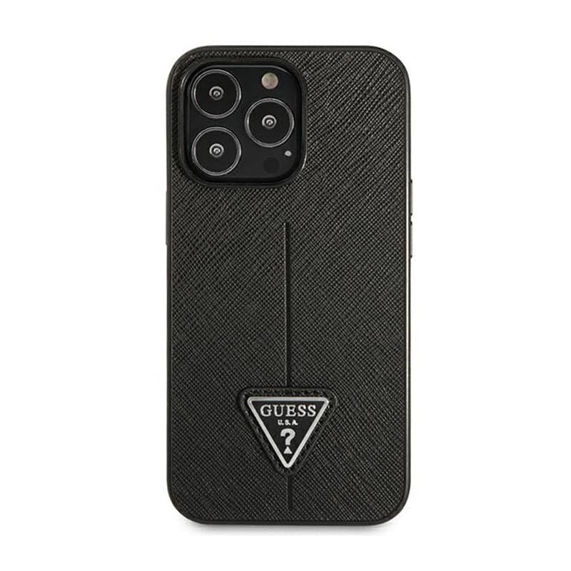 Guess Saffiano Triangle Logo Case - Case for iPhone 14 Pro (Black) - 3