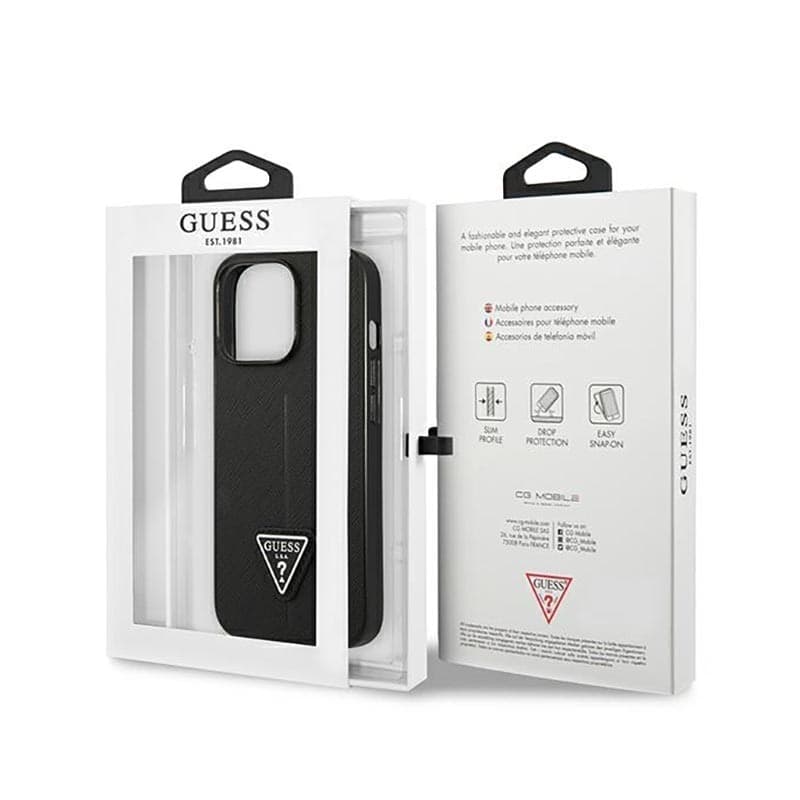 Guess Saffiano Triangle Logo Case - Case for iPhone 14 Pro (Black) - 8